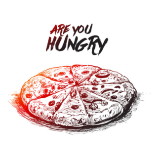 Pepperoni Pizza Hand Drawn Sketch Are You Hungry Sticker