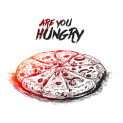 Pepperoni Pizza Hand Drawn Sketch Are You Hungry Sticker
