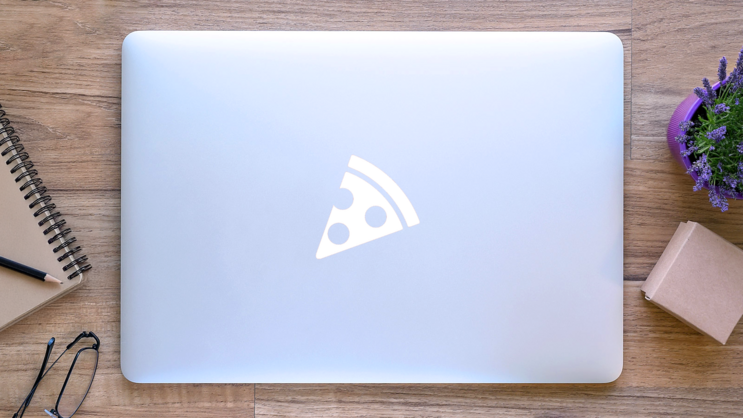 Pepperoni Pizza Icon Sticker on a Laptop (New) example