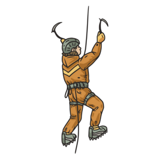 Person Climbing Ice Wall In Winter Sports Gear Sticker