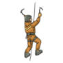 Person Climbing Ice Wall In Winter Sports Gear Sticker