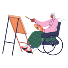 Person In Wheelchair Drawing Canvas Sticker