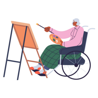 Person In Wheelchair Drawing Canvas Sticker