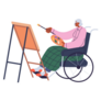Person In Wheelchair Drawing Canvas Sticker