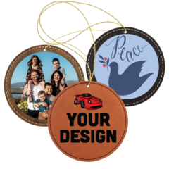 Personalized Leatherette Round Ornaments