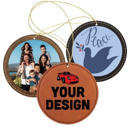 Personalized Leatherette Round Ornaments