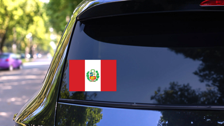 Peru Country Flag Sticker on a Rear Car Window (New) example