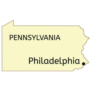 Philadelphia City Location On Pennsylvania Map Sticker