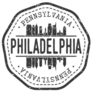 Philadelphia, Pa, Usa Stamp Skyline Postmark Sticker