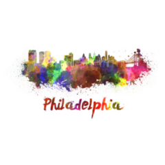 Philadelphia Pennsylvania Skyline In Watercolor Splatters Sticker