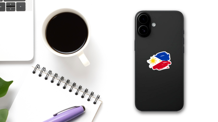Philippines Flag Brush Sticker on a Phone (New) example