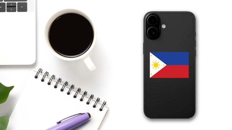 Philippines Flag Sticker on a Phone (New) example