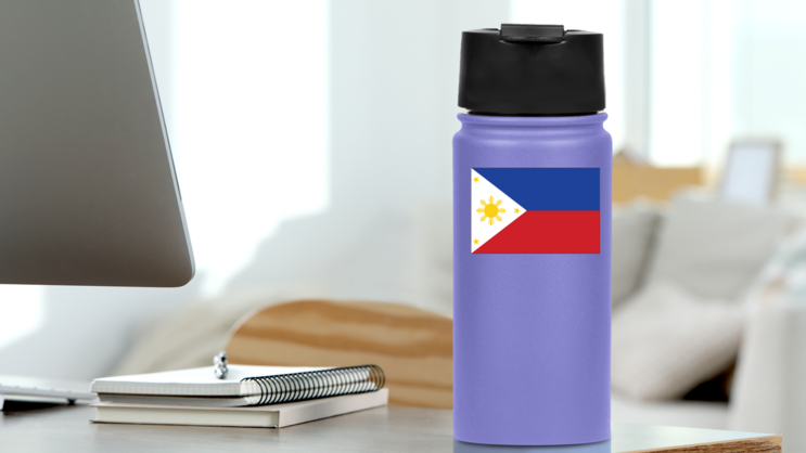 Philippines Flag Sticker on a Water Bottle (New) example