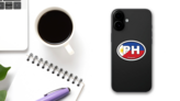 Philippines Ph Flag Oval Sticker on a Phone (New) example