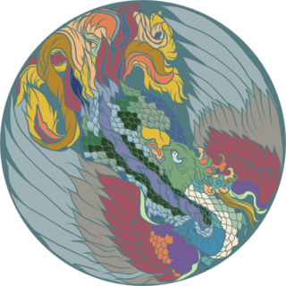 Phoenix Fire Bird Illustration In Circle Sticker