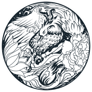 Phoenix Fire Bird In Circle Sticker