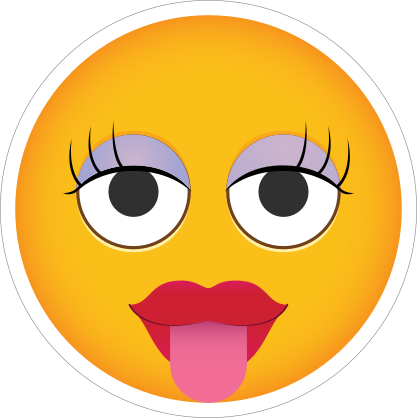 Phone Emoji Sticker Big Lashes Tongue Out