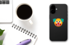 Phone Emoji Sticker Clown on a Phone (New) example
