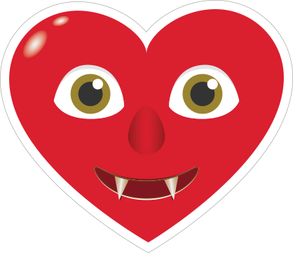 Phone Emoji Sticker Heart Face Fangs