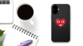 Phone Emoji Sticker Heart Face Grimacing on a Phone (New) example