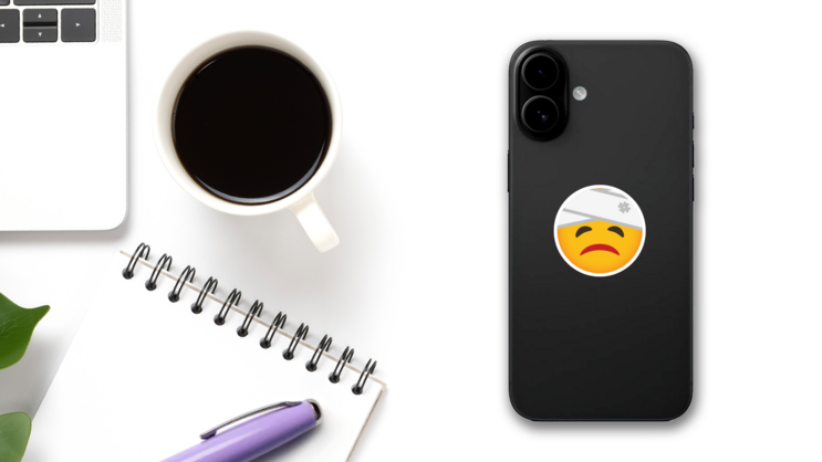 Phone Emoji Sticker Injured on a Phone (New) example