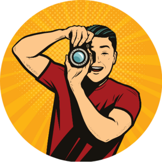 Photographer With Camera Retro Comic Pop Art Sticker