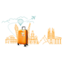 Photoreal Suitcase With Different Travel Destinations Sticker