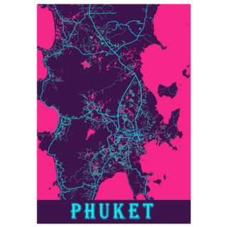 Phuket - Thailand Neon City Map Sticker