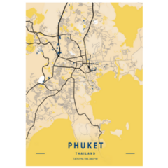 Phuket - Thailand Yellow City Map Sticker