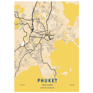Phuket - Thailand Yellow City Map Sticker