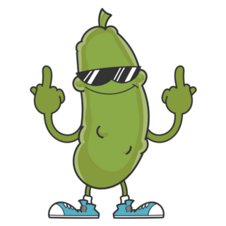Pickle Cartoon Middle Fingers Sticker