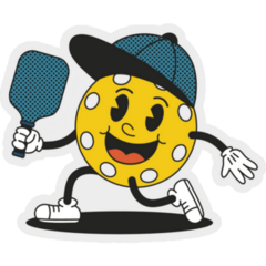 Pickleball Ball Mascot In Cap Sticker
