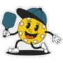 Pickleball Ball Mascot In Cap Sticker