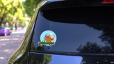 Pickup Truck Loaded With Furniture, Moving Illustration Sticker on a Rear Car Window (New) example