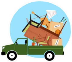 Pickup Truck Loaded With Furniture, Moving Illustration Sticker