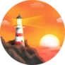 Picture Of Lighthouse At Sunset Beautiful Landscape Sticker