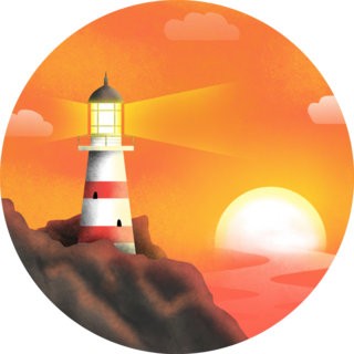 Picture Of Lighthouse At Sunset Beautiful Landscape Sticker