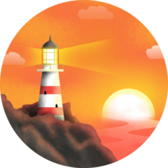 Picture Of Lighthouse At Sunset Beautiful Landscape Sticker