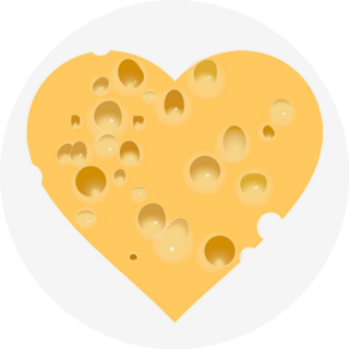 Piece Of Porous Cheese In Form Of Heart Sticker