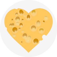 Piece Of Porous Cheese In Form Of Heart Sticker