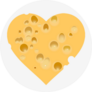 Piece Of Porous Cheese In Form Of Heart Sticker
