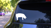 Pig Eating Sticker on a Rear Car Window (New) example