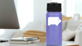 Pig Facing Right Sticker on a Water Bottle (New) example
