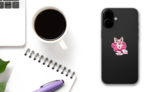 Pig In A Pink Dress And In A Sunglasses Sticker on a Phone (New) example