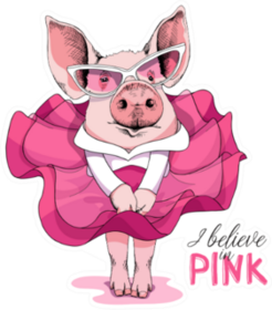 Pig In A Pink Dress And In A Sunglasses Sticker