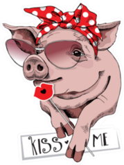 Pig In A Sunglasses And In A Red Polka Dot Headband Sticker
