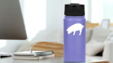 Pig Looking Down Sticker on a Water Bottle (New) example