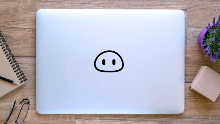 Pig Nose Icon Sticker on a Laptop (New) example