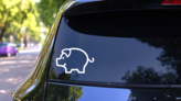 Pig Outline Sticker on a Rear Car Window (New) example