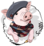 Pig With Pencil, Hat And Scarf Sticker